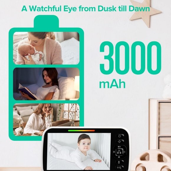 ADENEW 5" WIFI PAN & TILT VIDEO BABY MONITOR - NIGHT VISION, 2 WAY TALK - Picture 6 of 14